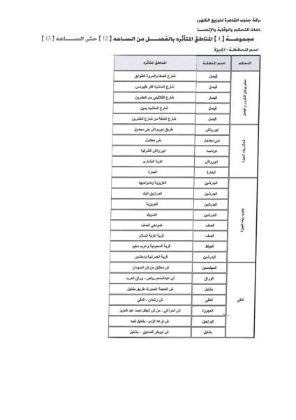 بالأماكن….مواعيد تخفيف أحمال الكهرباء بمحافظة الجيزة