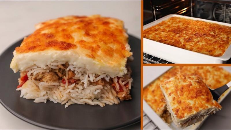 طريقة عمل صينية الأرز بالبشاميل اللذيذة
