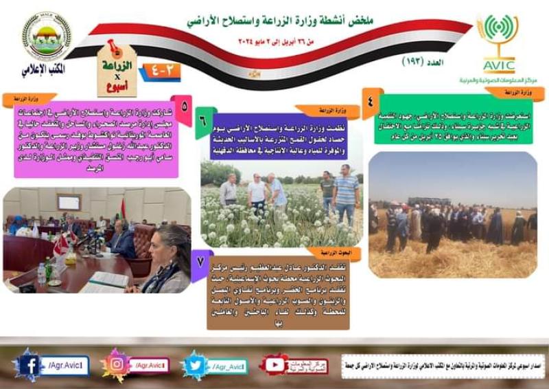 تعرف على أنشطة وزارة الزراعة هذا الأسبوع